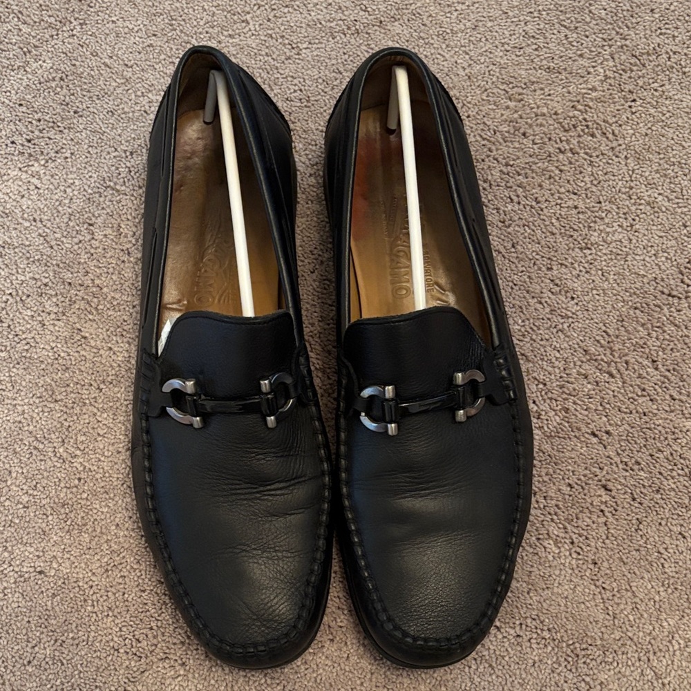 Salvatore Ferragamo Black Leather Loafers